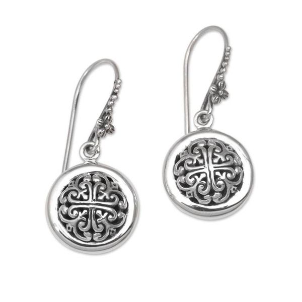 Alternate image for Hand Crafted Sterling Silver Dangle Earrings from Indonesia Denpasar Moonbeams
