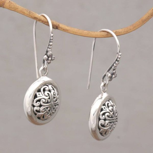 Alternate image for Hand Crafted Sterling Silver Dangle Earrings from Indonesia Denpasar Moonbeams