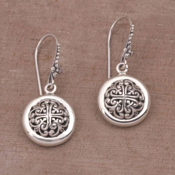 Alternate image for Hand Crafted Sterling Silver Dangle Earrings from Indonesia Denpasar Moonbeams