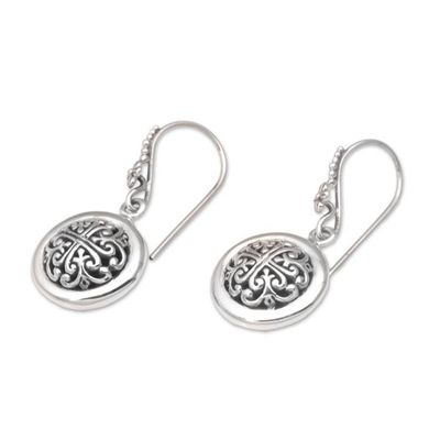 Alternate image for Hand Crafted Sterling Silver Dangle Earrings from Indonesia Denpasar Moonbeams