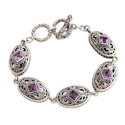 Alternate image for Amethyst link bracelet Jungle Kingdom