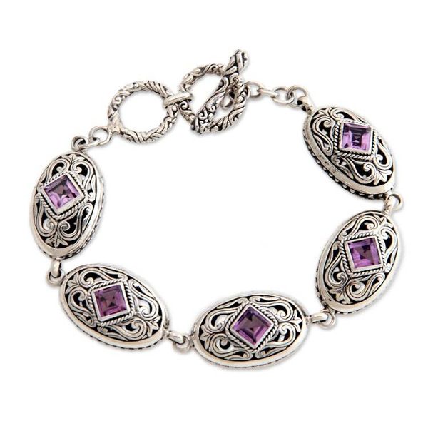 Alternate image for Amethyst link bracelet Jungle Kingdom