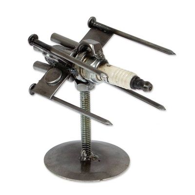 Alternate image for Eco-Friendly Inspirational Recycled Metal Spaceship Figurine Another Cosmos