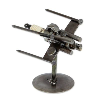 Alternate image for Eco-Friendly Inspirational Recycled Metal Spaceship Figurine Another Cosmos