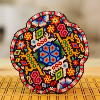 Alternate image for Handmade Mexico Huichol Nierika Rabbit Deer Beadwork eARThiness