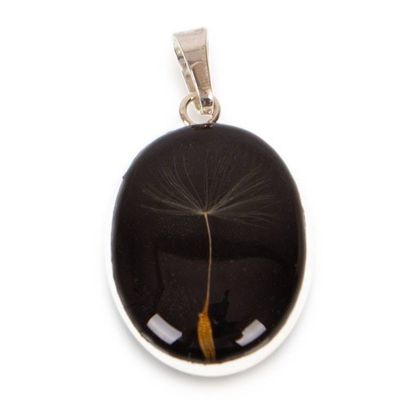 Alternate image for Resin Polished Silver Pendant with a Natural Dandelion Seed Midnight Dandelion