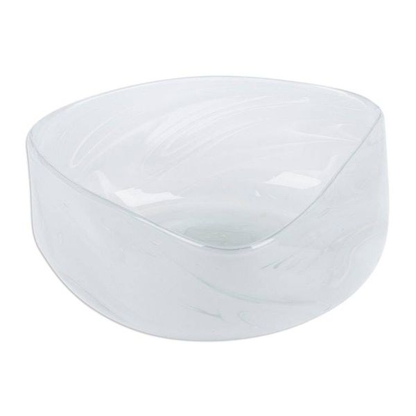 Alternate image for Eco-Friendly White Handblown Glass Salad Bowl from Mexico Heavenly Delicacies