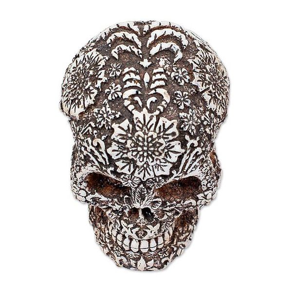 Alternate image for Handcrafted Ceramic Mini Skull Figurine from Mexico Skull Mystery