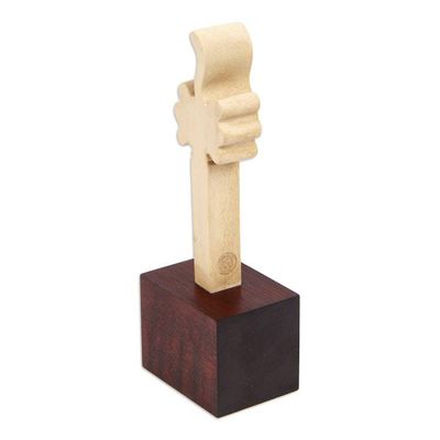 Alternate image for Pre-Hispanic Replica Sculpture from Mexico with Wood Base Aztec Merlon