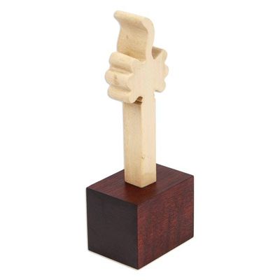 Alternate image for Pre-Hispanic Replica Sculpture from Mexico with Wood Base Aztec Merlon