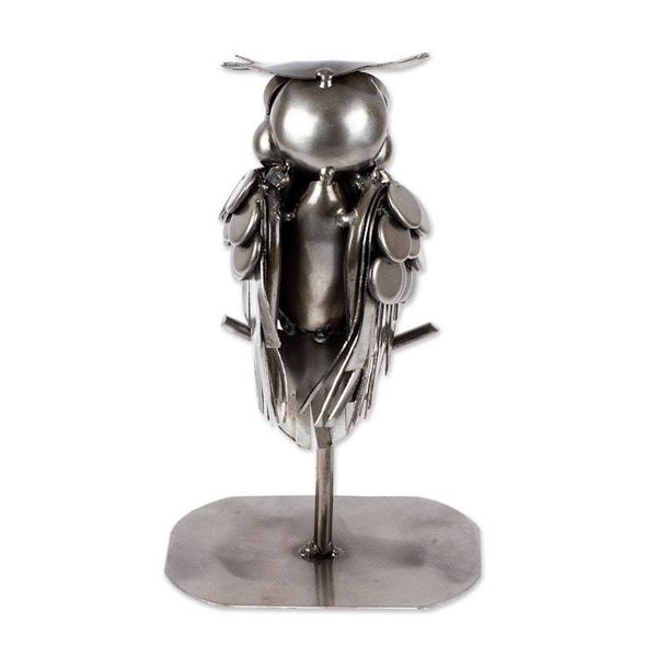 Alternate image for Hand Crafted Owl Metal Sculpture Owl Lookout