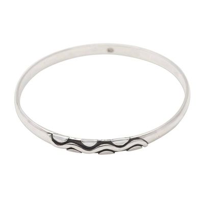 Alternate image for Sterling Silver Bangle Bracelet with Oxidized Motif Rapids