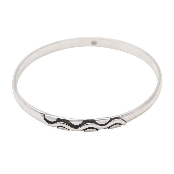 Alternate image for Sterling Silver Bangle Bracelet with Oxidized Motif Rapids