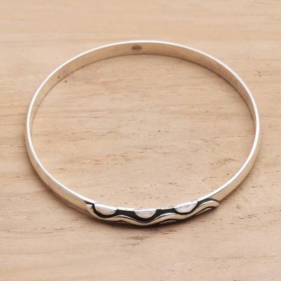 Alternate image for Sterling Silver Bangle Bracelet with Oxidized Motif Rapids
