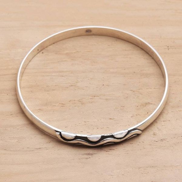 Alternate image for Sterling Silver Bangle Bracelet with Oxidized Motif Rapids