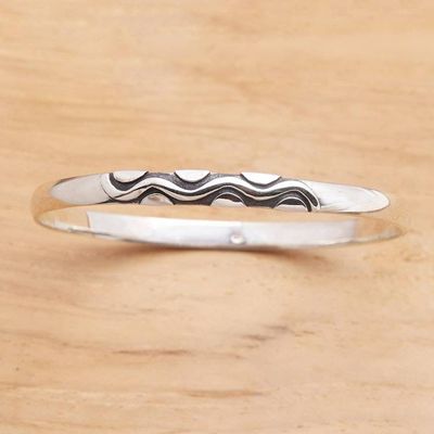 Alternate image for Sterling Silver Bangle Bracelet with Oxidized Motif Rapids