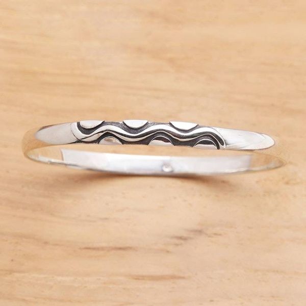 Alternate image for Sterling Silver Bangle Bracelet with Oxidized Motif Rapids