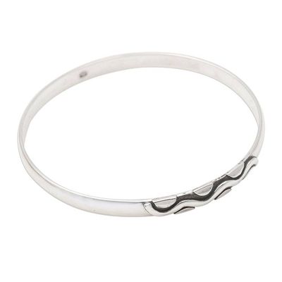 Alternate image for Sterling Silver Bangle Bracelet with Oxidized Motif Rapids