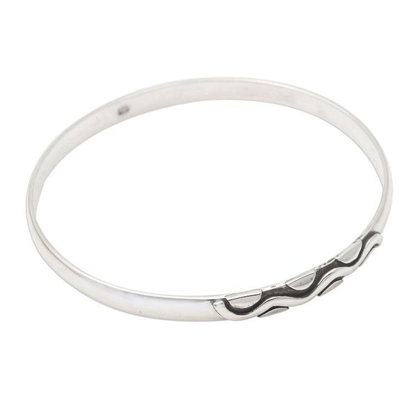 Alternate image for Sterling Silver Bangle Bracelet with Oxidized Motif Rapids