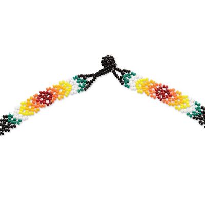 Alternate image for Floral-Themed Waterfall Beaded Huichol Necklace with Strands Eye-Catching Flowers