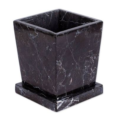 Alternate image for Modern Natural Black and White Marble Flower Pot Black and White Contempo