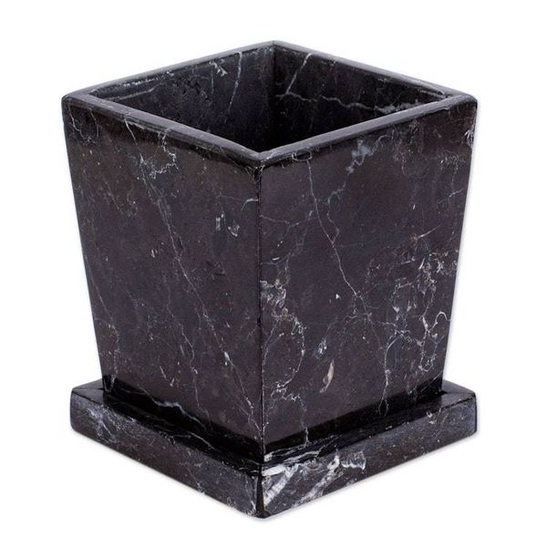 Alternate image for Modern Natural Black and White Marble Flower Pot Black and White Contempo