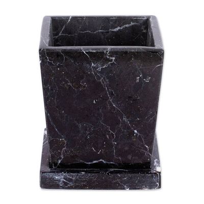 Alternate image for Modern Natural Black and White Marble Flower Pot Black and White Contempo