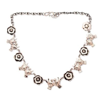 Alternate image for Sterling silver flower necklace Mexican Romance