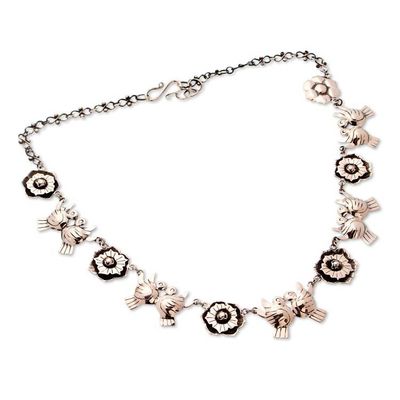 Alternate image for Sterling silver flower necklace Mexican Romance