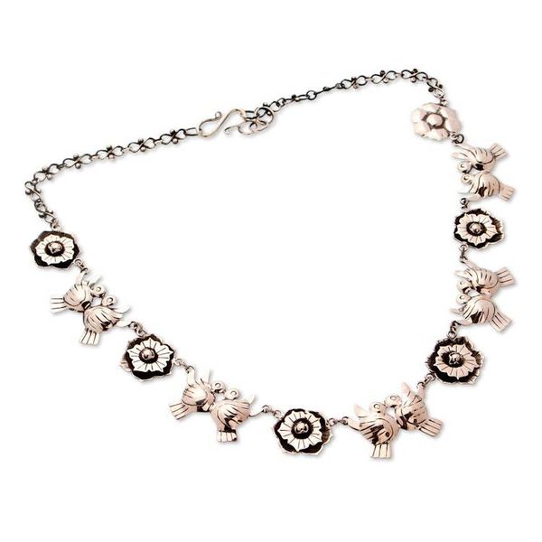 Alternate image for Sterling silver flower necklace Mexican Romance