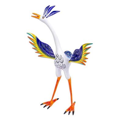 Alternate image for Hand-Painted Wood Alebrije Heron Sculpture from Mexico Majestic Heron