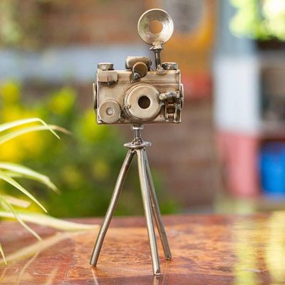 Alternate image for Mexico Eco Friendly Recycled Metal Camera Sculpture Rustic Camera