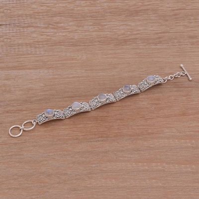 Alternate image for Rainbow Moonstone and Sterling Silver Link Bracelet Moonlight Mystery