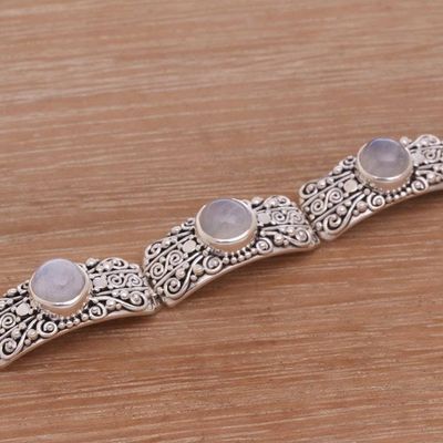 Alternate image for Rainbow Moonstone and Sterling Silver Link Bracelet Moonlight Mystery