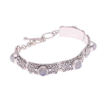 Alternate image for Rainbow Moonstone and Sterling Silver Link Bracelet Moonlight Mystery