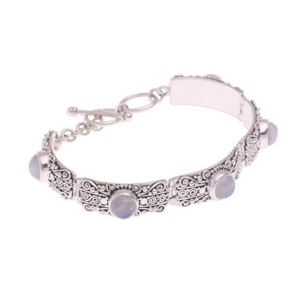 Alternate image for Rainbow Moonstone and Sterling Silver Link Bracelet Moonlight Mystery