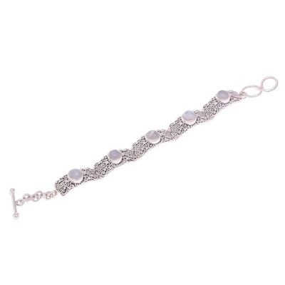 Alternate image for Rainbow Moonstone and Sterling Silver Link Bracelet Moonlight Mystery