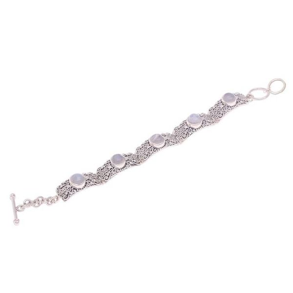 Alternate image for Rainbow Moonstone and Sterling Silver Link Bracelet Moonlight Mystery