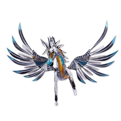 Alternate image for Copal Wood Pegasus Alebrije from Mexico Azure Pegasus