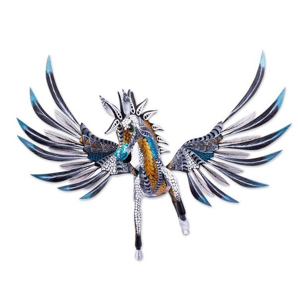 Alternate image for Copal Wood Pegasus Alebrije from Mexico Azure Pegasus