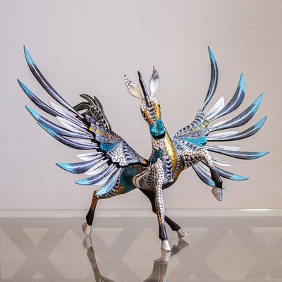 Alternate image for Copal Wood Pegasus Alebrije from Mexico Azure Pegasus
