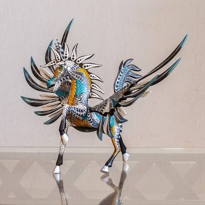 Alternate image for Copal Wood Pegasus Alebrije from Mexico Azure Pegasus