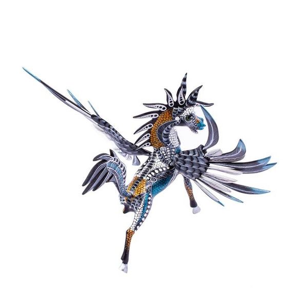 Alternate image for Copal Wood Pegasus Alebrije from Mexico Azure Pegasus