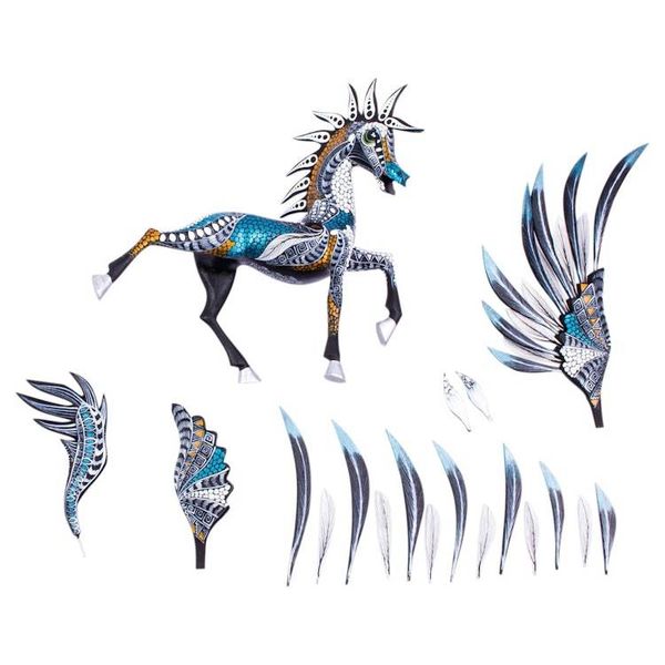 Alternate image for Copal Wood Pegasus Alebrije from Mexico Azure Pegasus