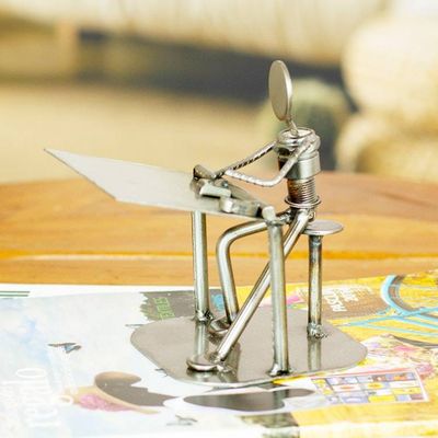 Alternate image for Recycled Metal and Auto Parts Drafting Table Sculpture Rustic Architect