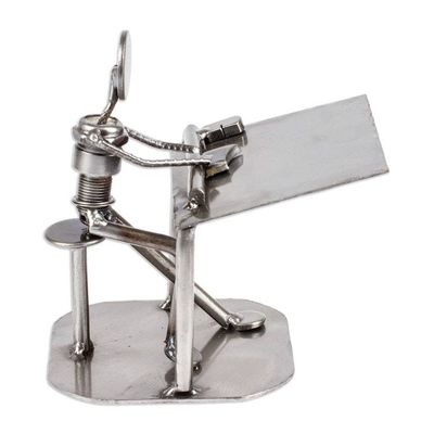 Alternate image for Recycled Metal and Auto Parts Drafting Table Sculpture Rustic Architect