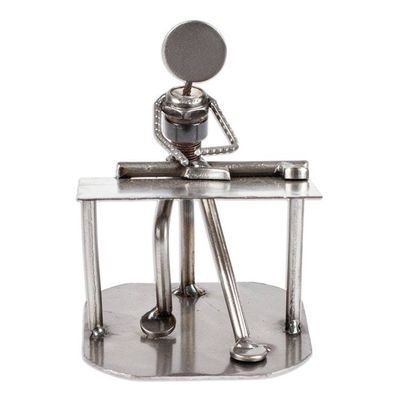 Alternate image for Recycled Metal and Auto Parts Drafting Table Sculpture Rustic Architect