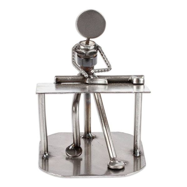 Alternate image for Recycled Metal and Auto Parts Drafting Table Sculpture Rustic Architect