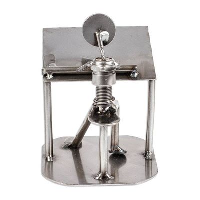 Alternate image for Recycled Metal and Auto Parts Drafting Table Sculpture Rustic Architect