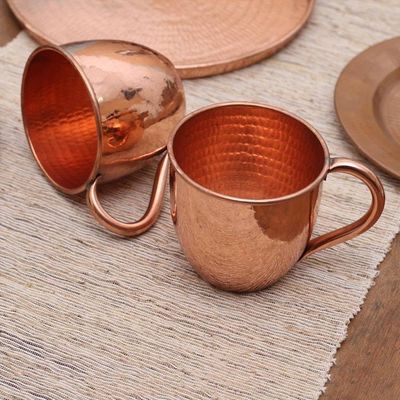 Alternate image for Hammered Copper Mugs Crafted in Java Pair Moscow Mule Gleam